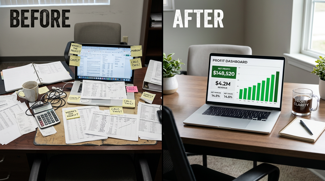 Before and after profit clarity comparison